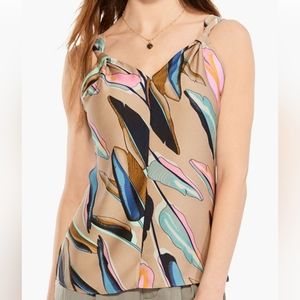 NIC + ZOE Banana Leaves Tank in Aqua Multi Size L NWT